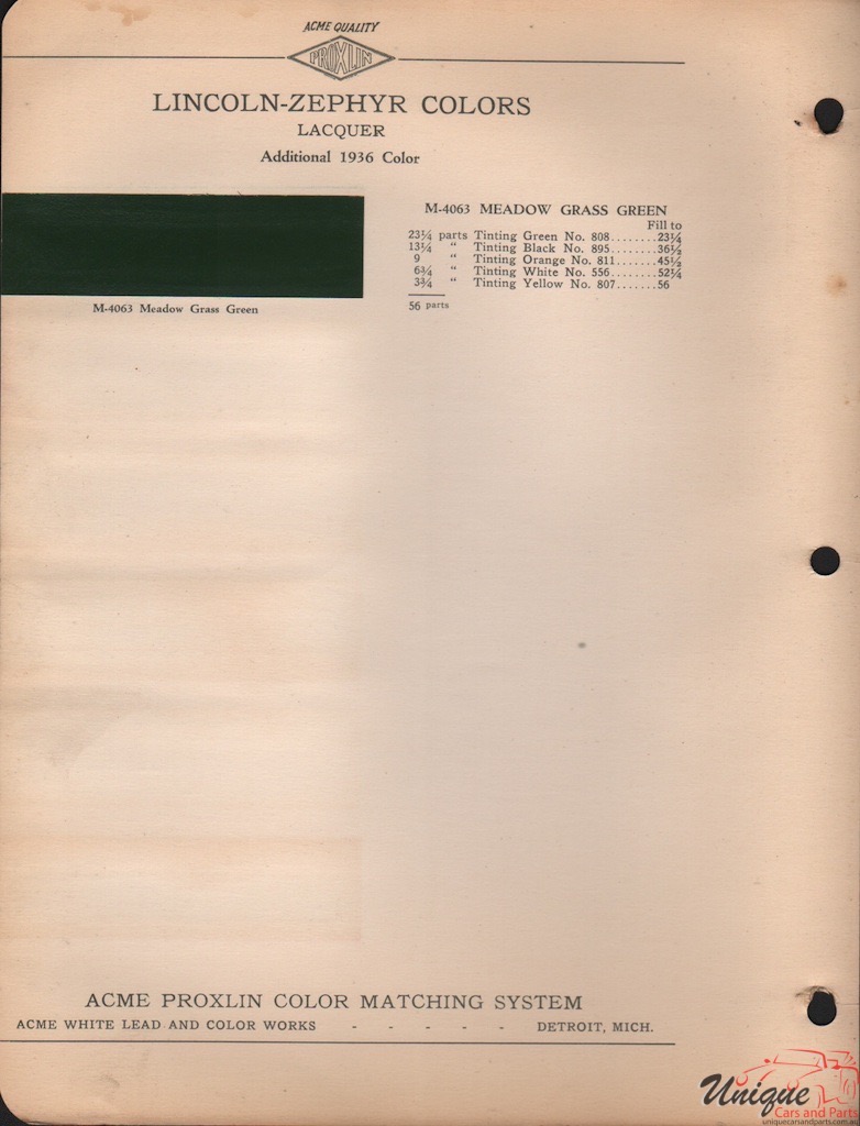 1936 Lincoln Paint Charts Acme 2